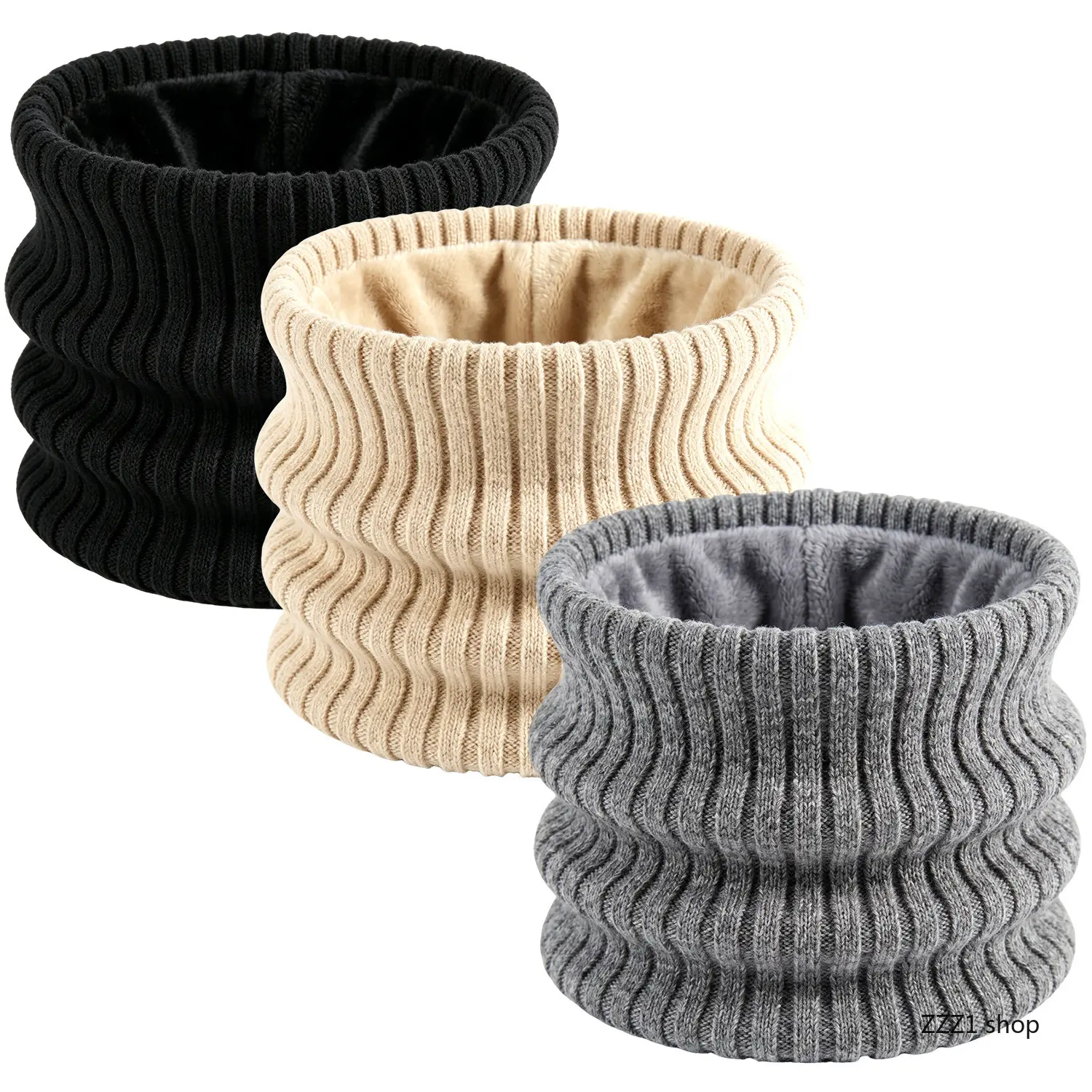 Unisex Adult Winter Neck Warmer – Double-Layer, Fleece-Lined, Thick & Warm Knitted High-Neck Snood (Windproof)