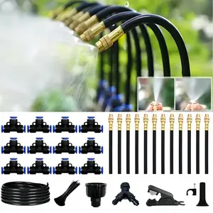 DIY free-bending drip irrigation kit, with brass Adjustable Hose Sprayer nozzle of 5-30m water pipe, automatic watering system, with 7.87-inch rotating brass spray nozzle, for spraying water on balconies, rainforests and gardens.