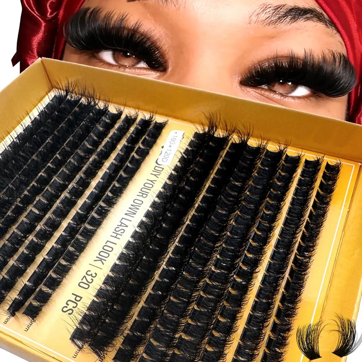 16 row new fluffy 100D/120D/150D DIY clustered eyelash extender - D-roll 8-16mm soft stem segmented false eyelashes, single clustered eyelashes suitable for beginners