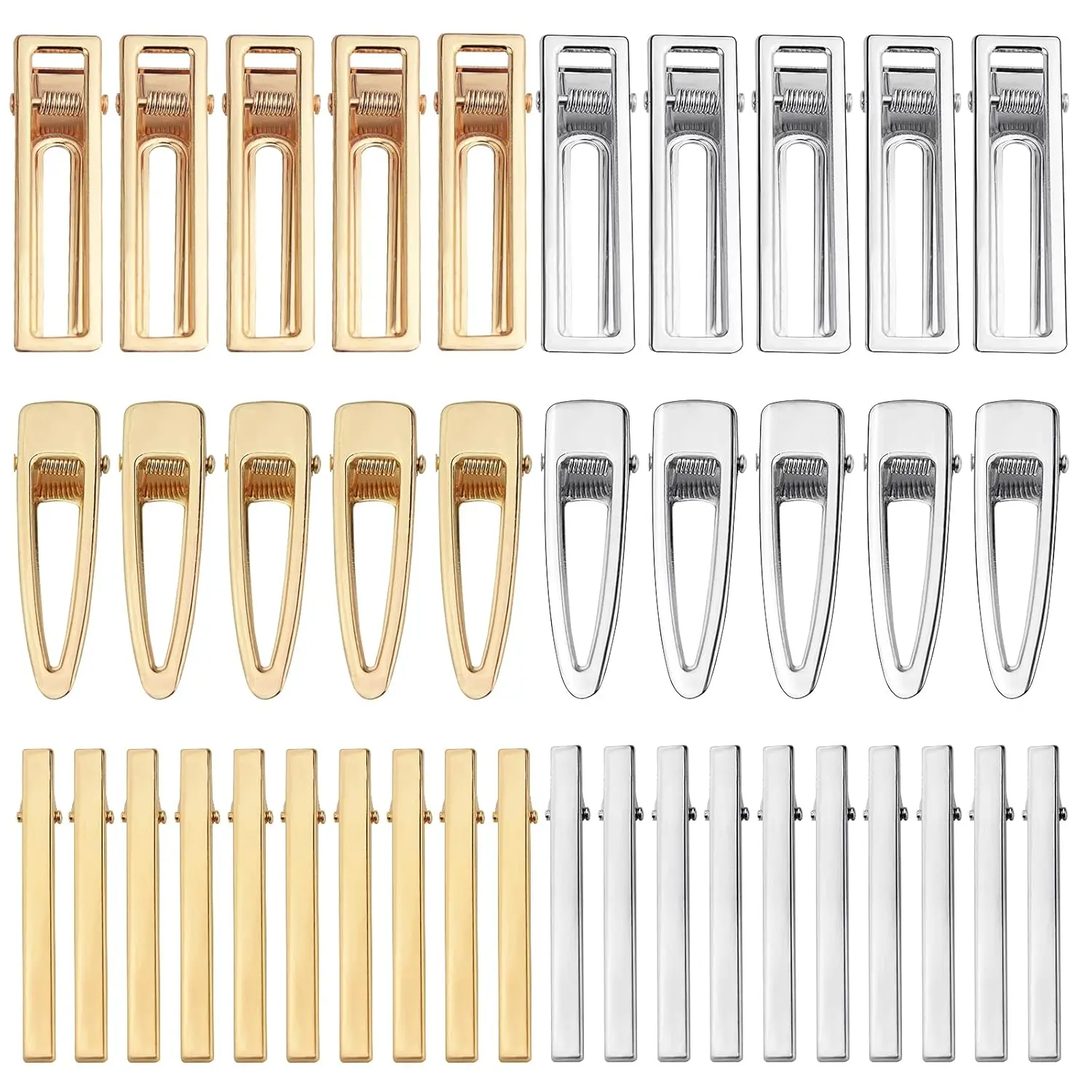 60PCS Hair Clips for Silicone Resin Molds, DIY Hair Bow Clips Pearl Hairpin Hair Accessories for Girls and Women (Mix Silver-Golden)