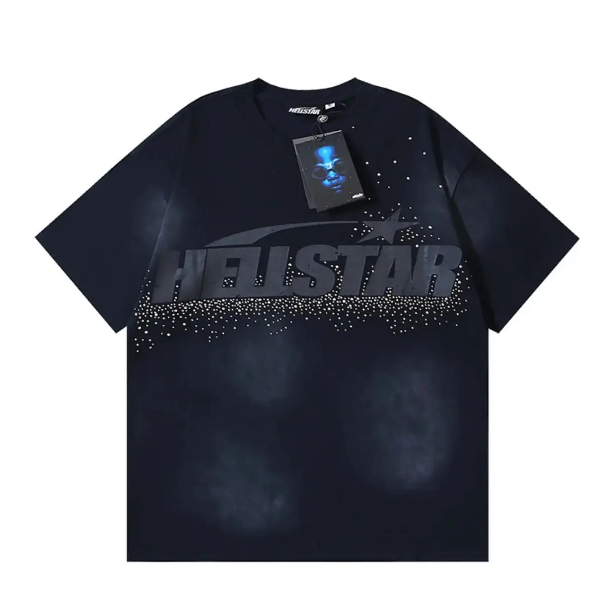 HELLSTAR Records Cracked Earth Graphic Tee, Vintage Distressed Cotton Shirt, Double Sided Print Gothic Streetwear Style, Holiday Casual Outfit