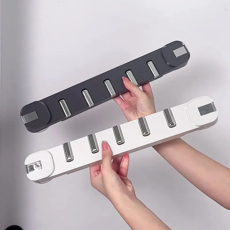 Modern Wall-Mounted Suction Hook Rack with Hidden Hooks, Easy Installation, No Drilling, Foldable Plastic Storage Box, Bathroom Organizer