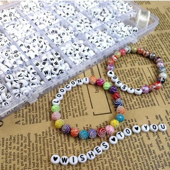 Customizable Letter Bead Set for Jewelry Making 100/200/500 Pieces, DIY Mix Beads, Perfect Artisan Craft Materials for Name Bracelets & Necklaces, Ideal for Women