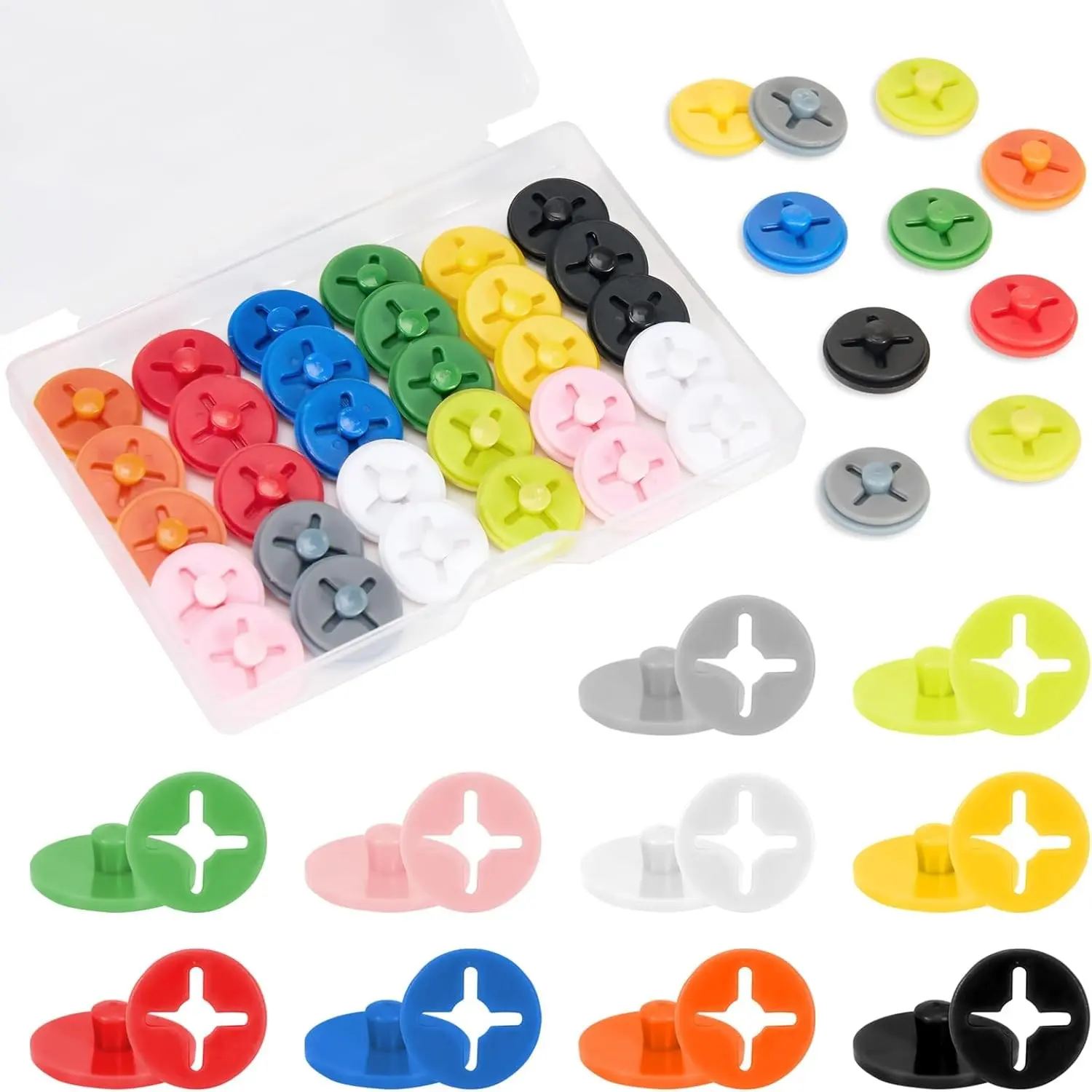 Running Bib Clips, 40Pcs Race Bib Holder, Race Number Buckle Fixing System for Runners, Marathon, Triathlon, Track and Field Events, Mixed Colors Fasteners, Secure Race Bib Attachment