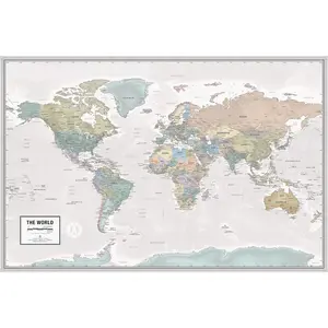 Laminated World Odyssey Map Poster | Executive Style Map | Includes The  Legible Location Labels | 36" x 24" | Shipped Rolled in a Tube, Not Folded |  for The  or Classroom