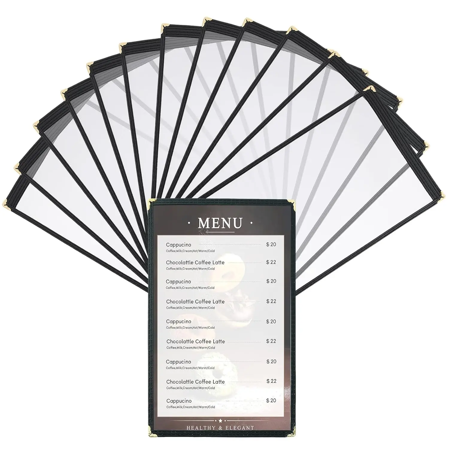 12 Pack 8.5 × 14 Inch Menu Covers, 1 Page 2 View Clear View Menu Sleeves for Kitchen, Restaurant Supplies, Drink, Wine Menu, Transparent Legal Size Menu Holder