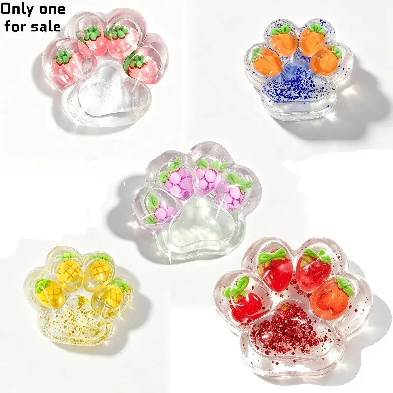 5pcs！Multicolor Fruit Embedded Cat Paw Squishy Toy, Fruit Squishies, Portable Pocket Fidget, Ideal Kids Birthday Party Favor & Holiday Stocking Stuffer Gift