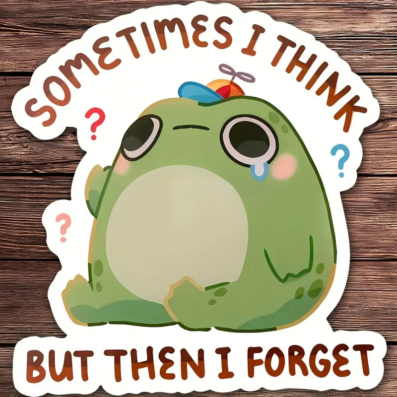Funny Frog Stickers, Self-Adhesive Glossy Stickers, Animal Fantasy Theme, for Gifts, Laptops, School Supplies, Wooden, Plastic, Glass, Metal, Ceramic Surfaces