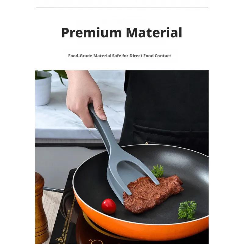 2-in-1 Spatula and Tongs - Black Egg Turner, Pancake Flipper, Fryer, Spatula, Fish Meat French Toast Tongs, suitable for home kitchen cooking tools dormitory top glass bottle Herbal Infusion Decarboxylation Machine spice tool Heat-Resistant Silicone new 2