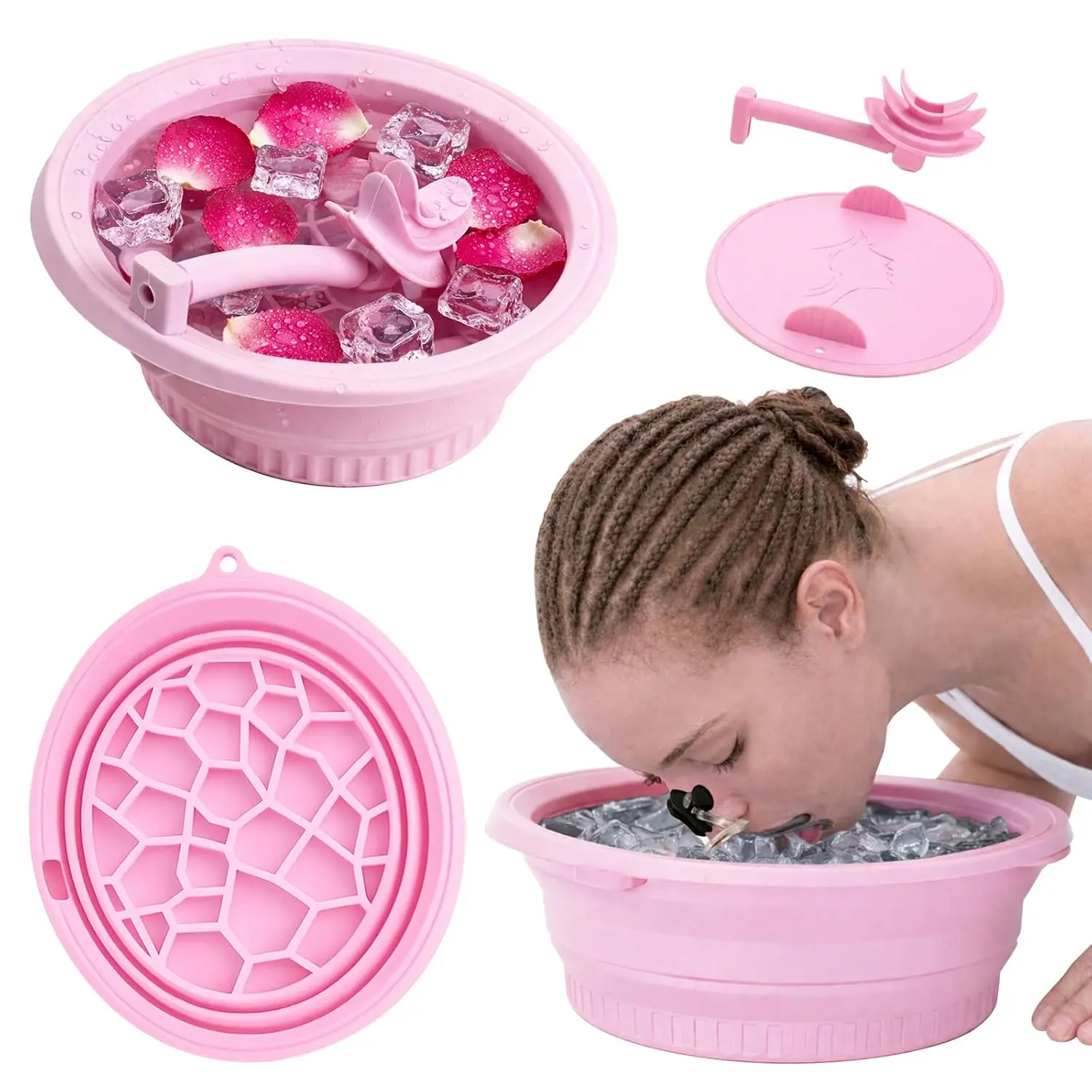 Silicone Face Bowl for Ice with Detachable Breathing Tube Portable Spa Tool |   Food-Grade Silicone, BPA-free, Upgraded Version Detachable Breathing Tube Design with Nose Clip and Storage Lid : Beauty & Personal Care