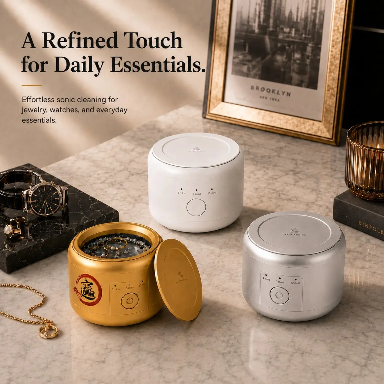 Portable Automatic 3-Mode Deep Cleaner for Retainers & Dentures - USB-Powered, Cleans Jewelry, Braces, Watches - A Perfect Gift in Sleek Finishes