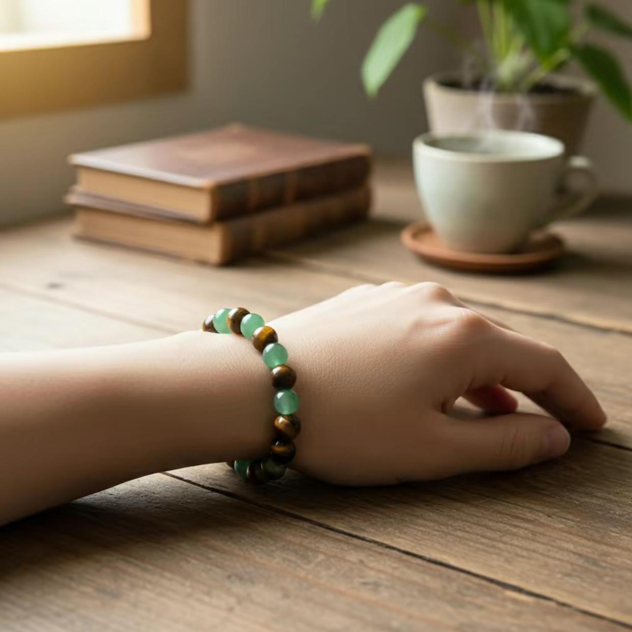 1pc Arpurraina Money Attraction Bracelet |   Green Aventurine & Tiger Eye Colorblock Beaded Bracelets |   Jade Bracelet for Women Men |   Bracelet Stack |   Men Accessories |   Couples Freak Gifts