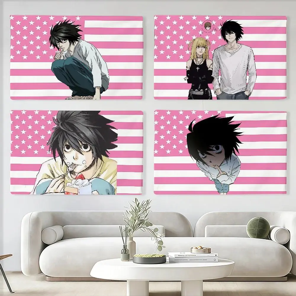 Anime Death Note Polyester Flag - Photo Backdrop, Hanging Party Decor for Club, Outdoor & Interior Wall Art Decoration Gift
