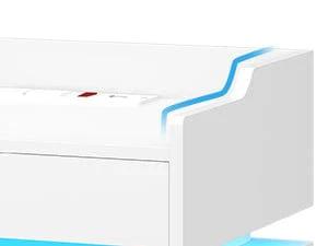 Sikaic LED Nightstand with Charging Station White Bedside Table Bedside Cabinet Lighted Vanity Desk