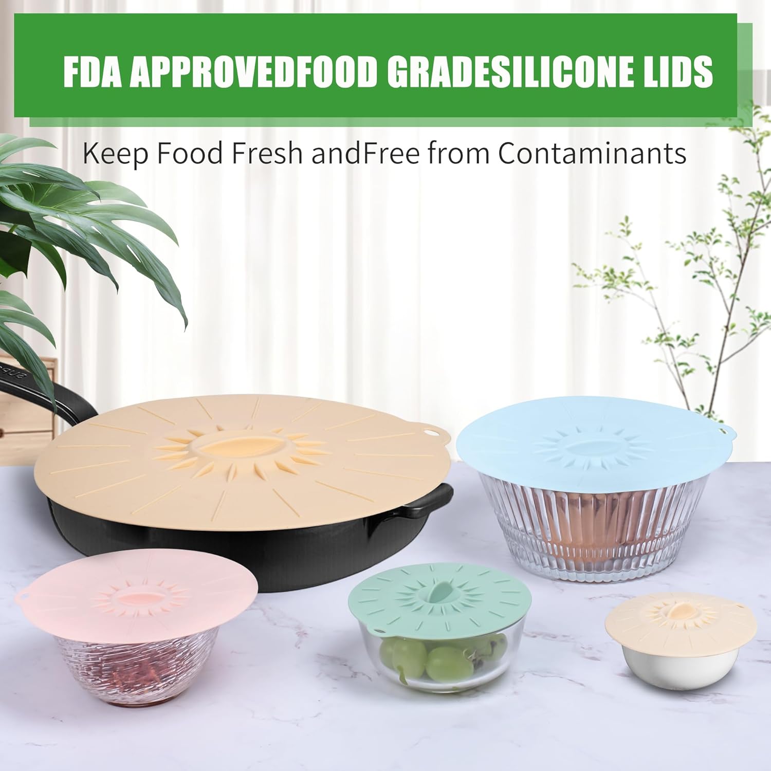 9-Pack Silicone Lids & Microwave Splatter Covers, Reusable Heat-Resistant Bowl Covers (5 Sizes) for Plates, Pots, Pans & Skillets, Stovetop, Oven, Fridge & Dishwasher Safe