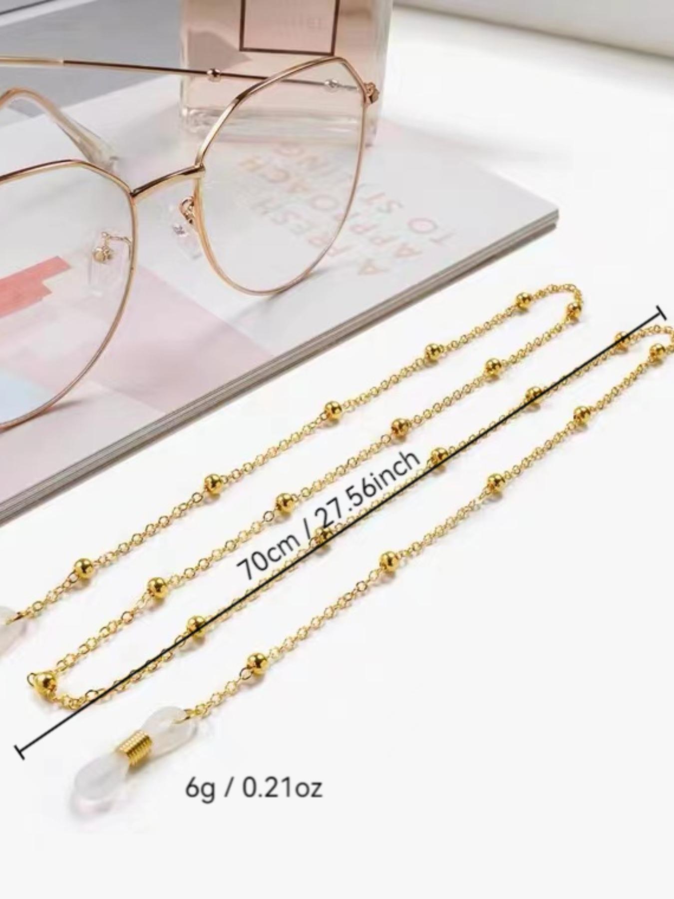Minimalist Temperament Ball Decor Metal Glasses Chain, Anti-slip Glasses Mask Hanging Chain, Fashion Eyewear Accessories for Women & Girls