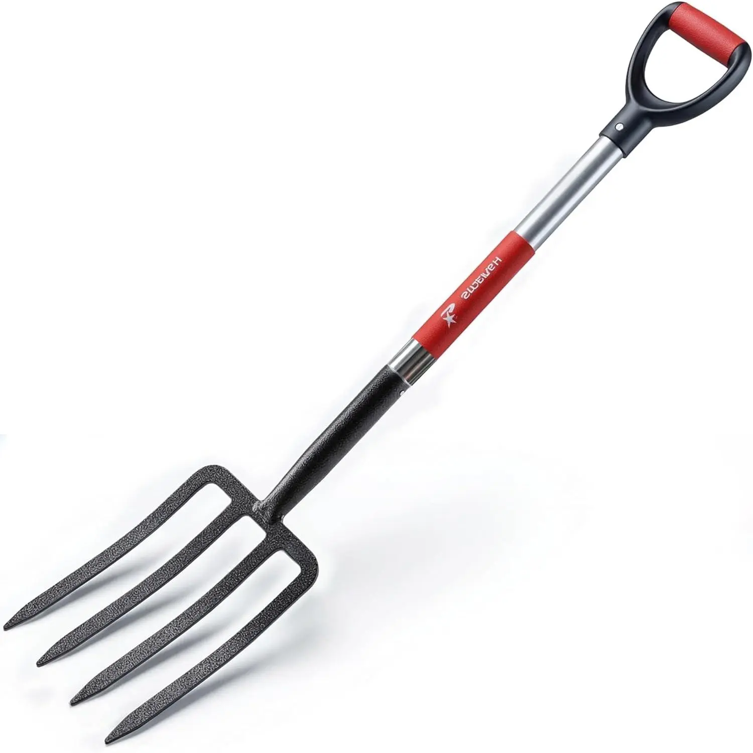 Digging Spading Fork Forged Steel with D Grip Handle 41"  4-Tine Spading Digging Fork Sturdy Metal D-Grip Multi-Purpose Virtually Unbreakable Gardening Tool