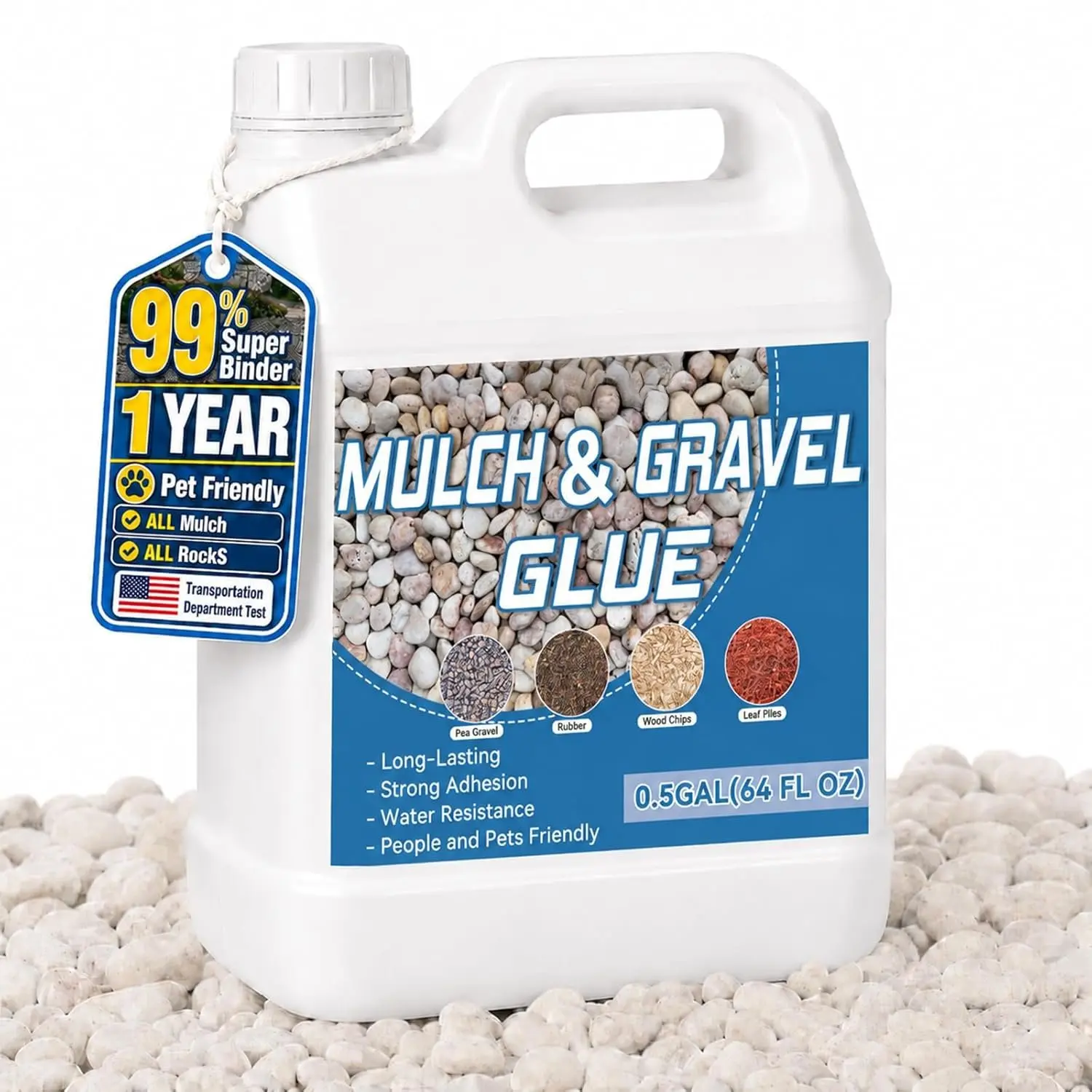 64 OZ  Mulch and Gravel Glue for Landscaping, Concentrated Rock  Glue, Pea Gravel, Pebble, Rubber Mulch, Paths & Patios, Pine Straw for Outdoor (64oz)