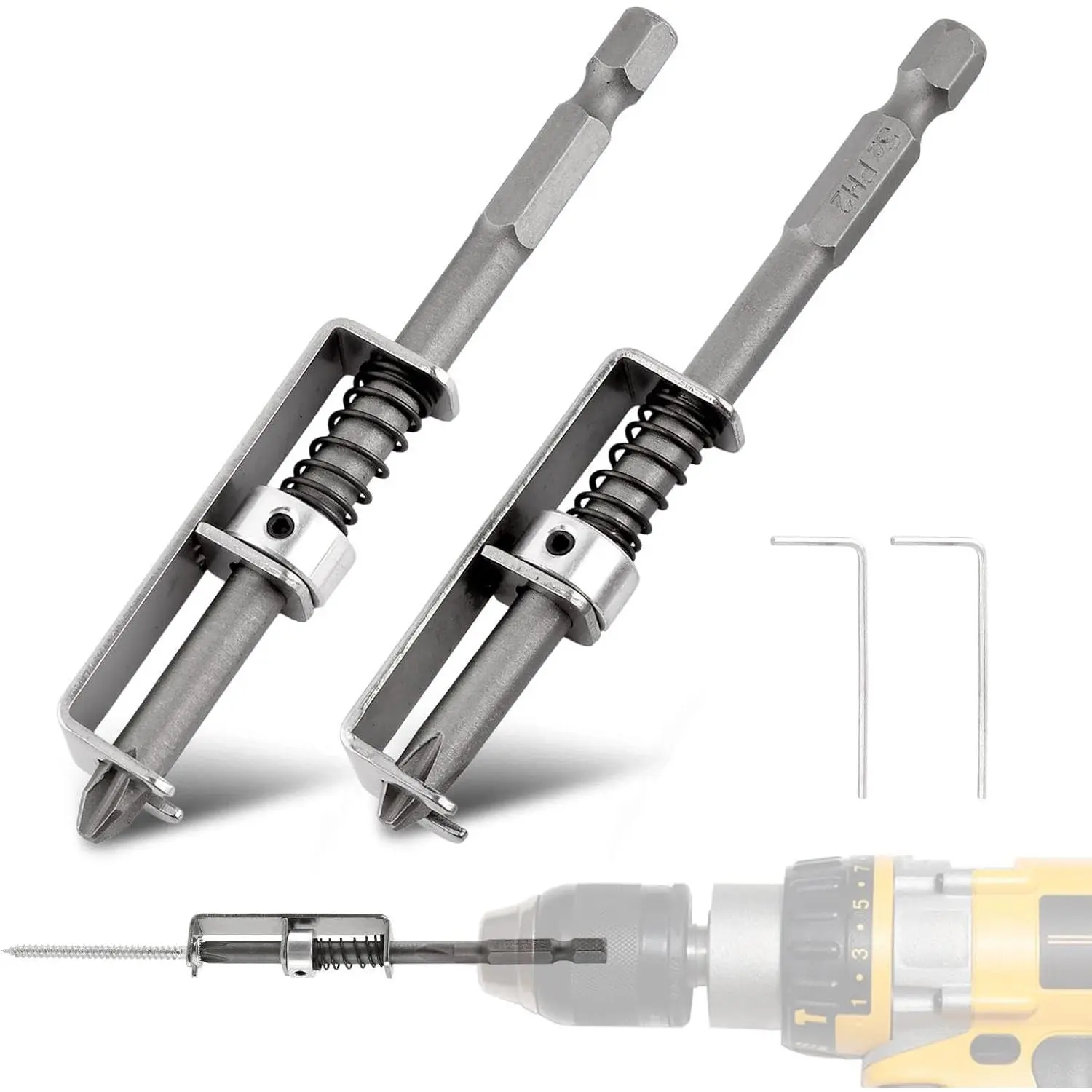 2Pcs Spring-loaded Screw Holder - Scalable Drive Guide Drill Tip, Anti-drop Design, Single-Hand Operation Tool for Electricians, DIY Home Repair