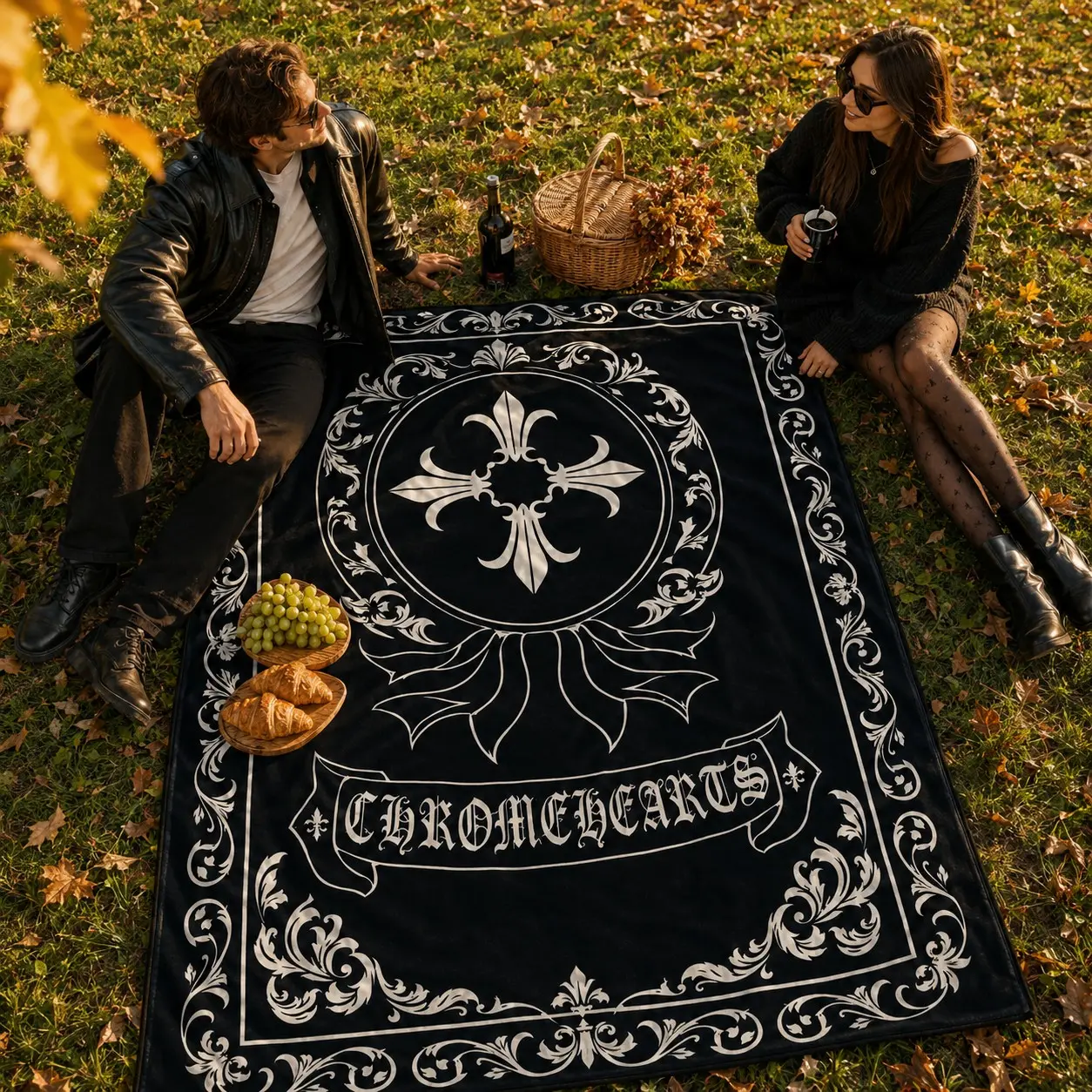and Gothic Cross Flannel Blanket, Vintage Baroque Fleur-De-Lis Print, Soft Cozy Throw for Bed, Sofa, Travel