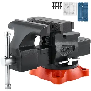 VEVOR Bench Vise, 5.5" Jaw Width, 5.5" Max Jaw Opening Multipurpose Vise with 360 Swivel Locking Base, 2.8" Throat Depth, Heavy Duty Ductile Iron Workbench Vise, Two-Way Jaws for Clamping Round Pipes