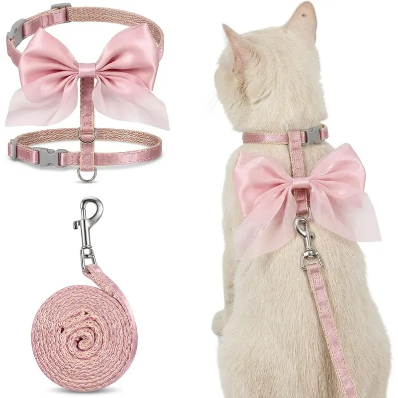 Cat Leash and Harness Set Bunny Harness Bunny Leash Kitten Harness and Leash Small Cat Harness Rabbit Harness and Leash Set Adjustable for Cats Dogs