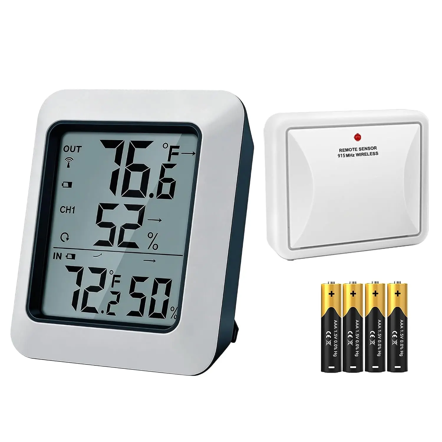 TempAir 500 FT Indoor Outdoor Thermometer  with Sensor | Large LCD Display, No Hub or App Required, Outside Thermometer & Cold-Resistant Sensor for Patio (Previously )
