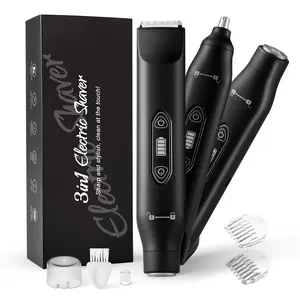 Men's Cordless Electric Razor - Wet & Dry Shaver, Beard Trimmer with Nose Hair Attachment