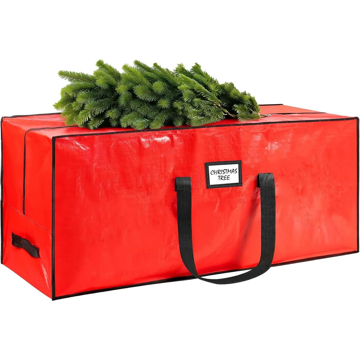 7.5 ft Christmas Tree Storage Bag, Fits Large Artificial Holiday Xmas Tree |  Material, with Durable Reinforced Handles,  Zippers, Protects From Dust, , , Red