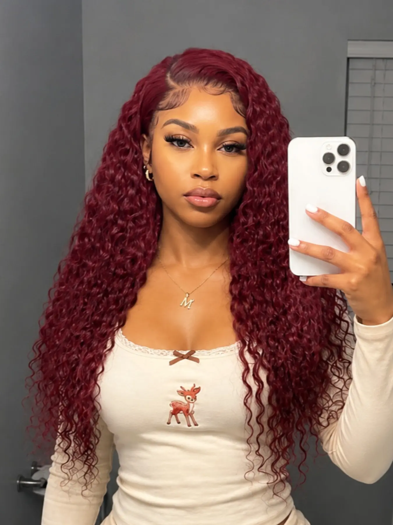 26 Inch Burgundy Deep Curly Lace Front Wig, Heat Resistant Synthetic Hair, Natural Hairline, Free Parting, Daily & Party Wear, Lace Frontal Wigs