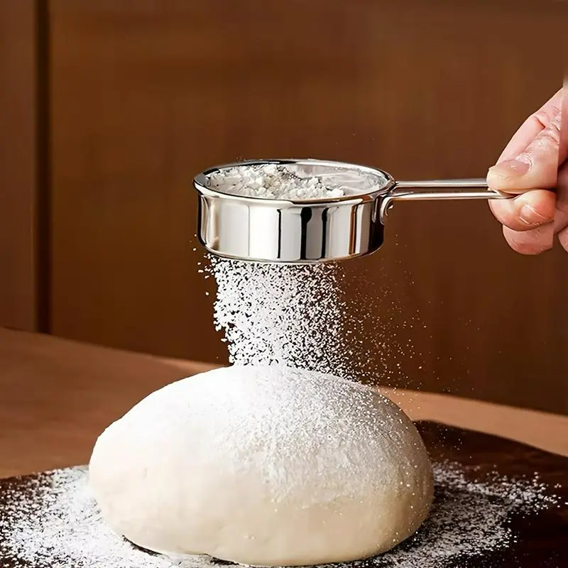 Stainless Steel Powder Sifter | Multi-Functional Mini Flour Sieve, Fine Mesh Powder Dispenser, Cocoa And Coffee Powder Filter, Essential for New Year And Spring Festival Baking, Portable Home Baking Drainage Sieve, Christmas Party Decoration Tool