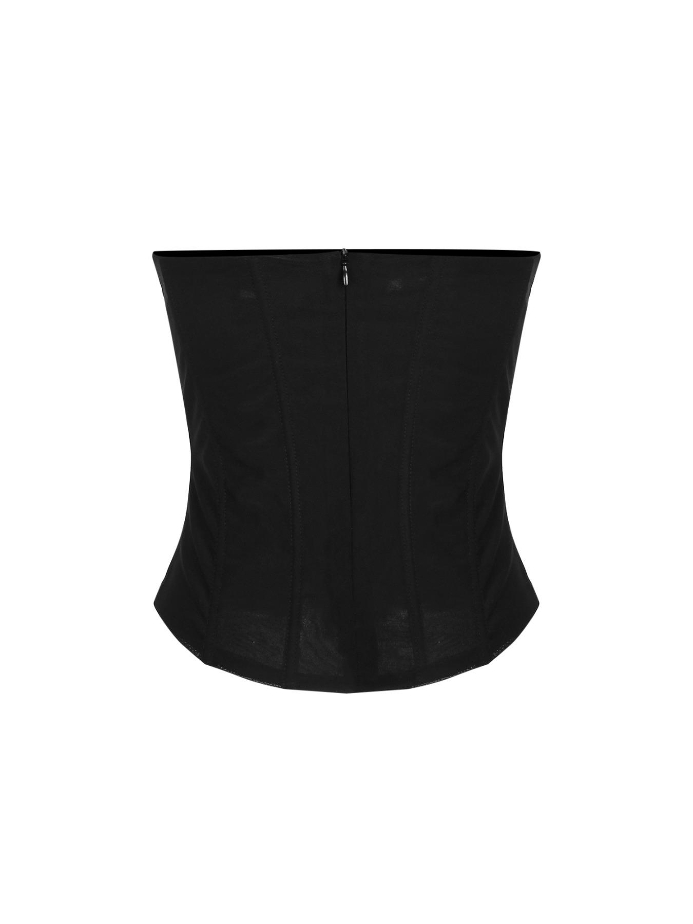 Women's Fishbone Corset Structure Fitted Crop Cami Top Solid Tube Top for Daily Wear Mesh Corset Top Party