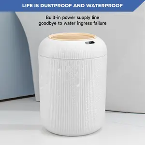 Smart Sensor Quick Open Trash Can Large Capacity With Non Slip Wooden Legs Sealed Odor Proof Home Bathroom Bedroom Living Room Bin
