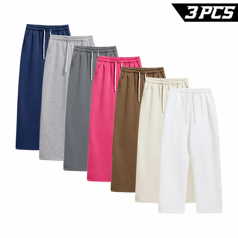 Men's 3 Pack Relaxed Lounge Pants, with Drawstring Waist and Side Pockets, for Relaxed Streetwear, Errands and Trips