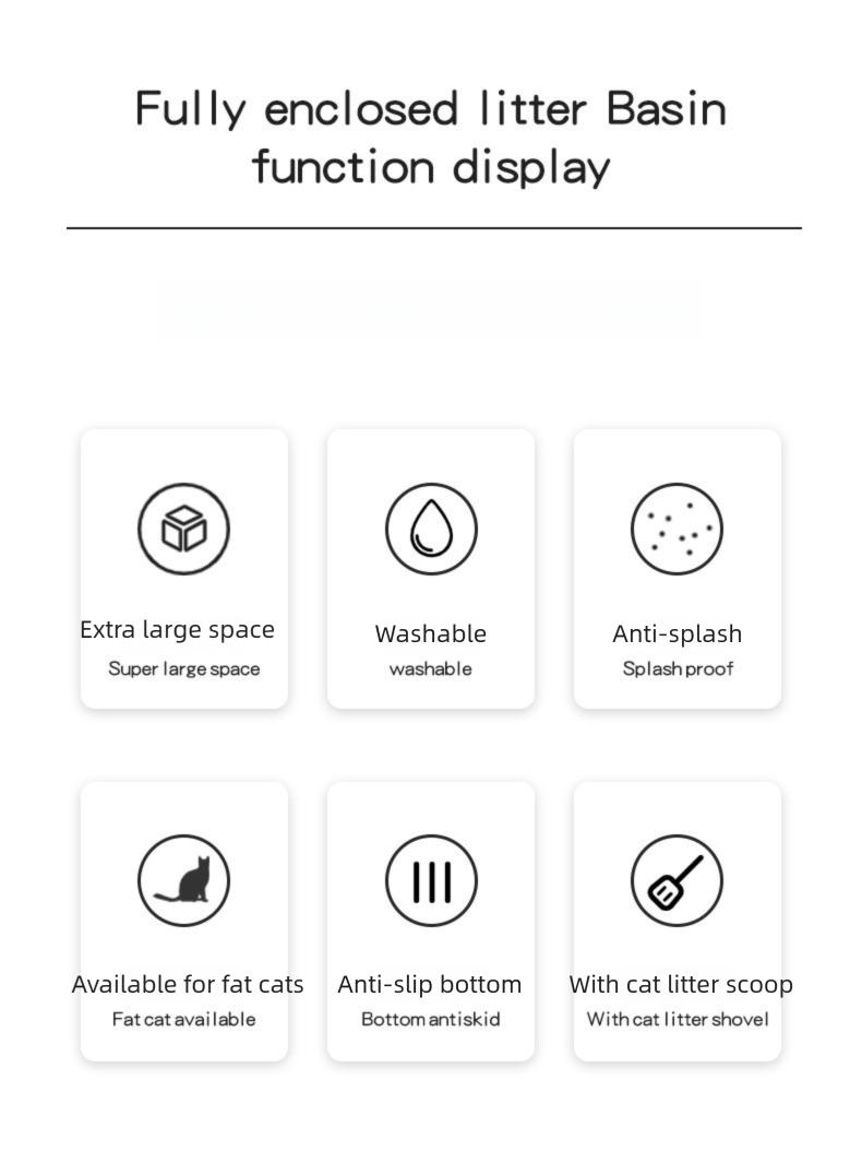 Extra Large Cat Litter Box, Fully Enclosed, Splash-Proof, Odor-Proof, Pet Cleaning Products