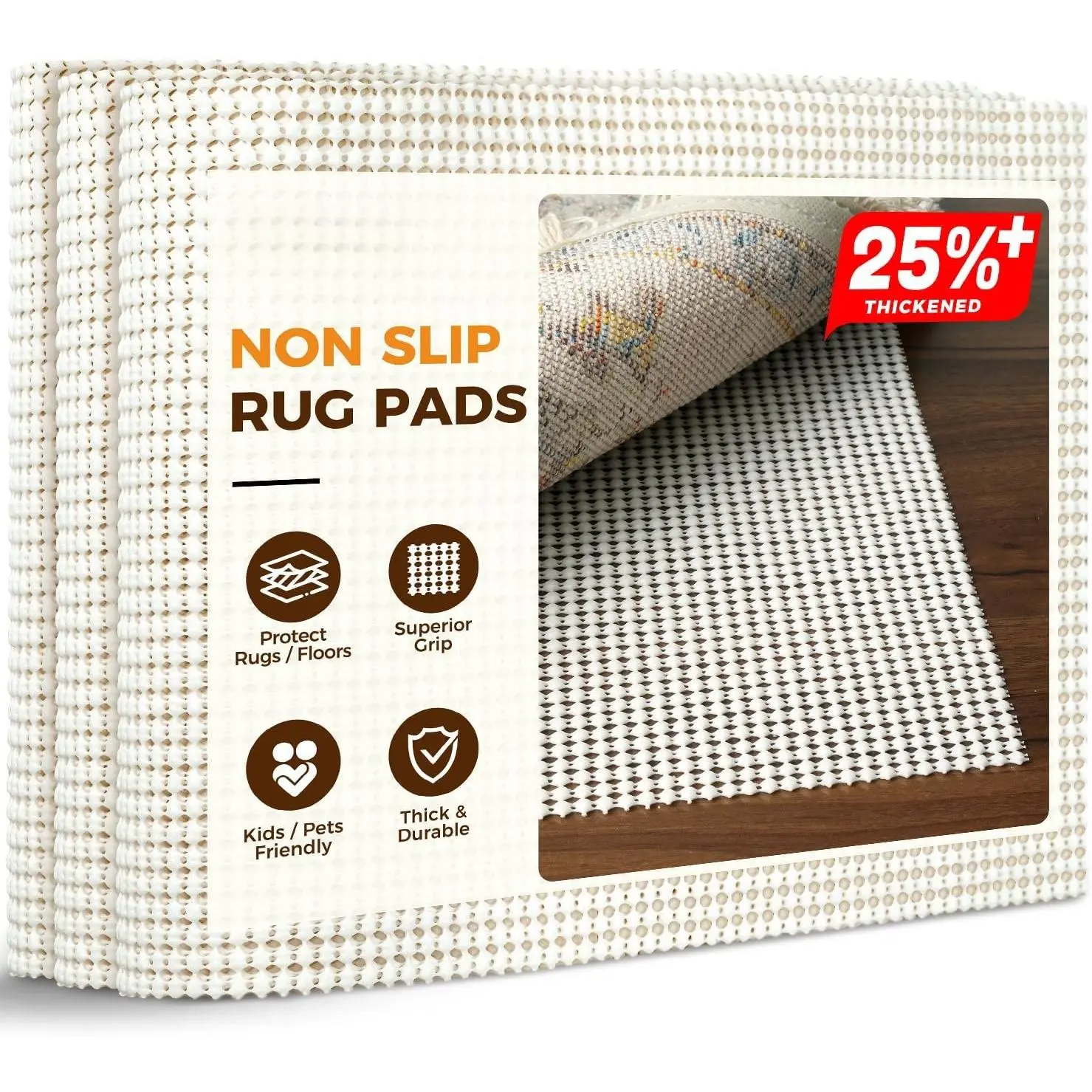 2 x 3 FT Rug Pad Gripper for Hardwood Floors, Non Slip Rug Pads for Area Rugs, Extra Thick Under Rug Padding, Protect Your Rugs & Floors