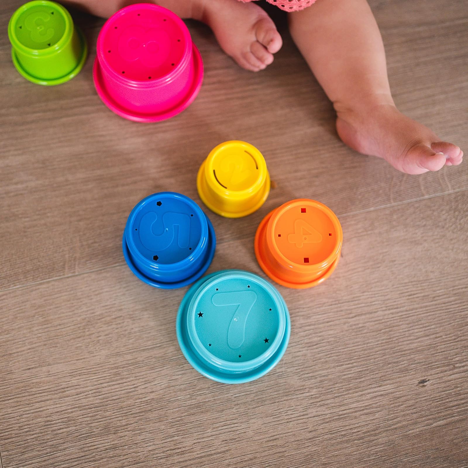 Stack & Count Stacking Cups - Colorful Baby Stacking Water Toys Set - Stackable Cups for Learning - Baby Bath Toys - Toddler Water Table Toys - 8 Count
