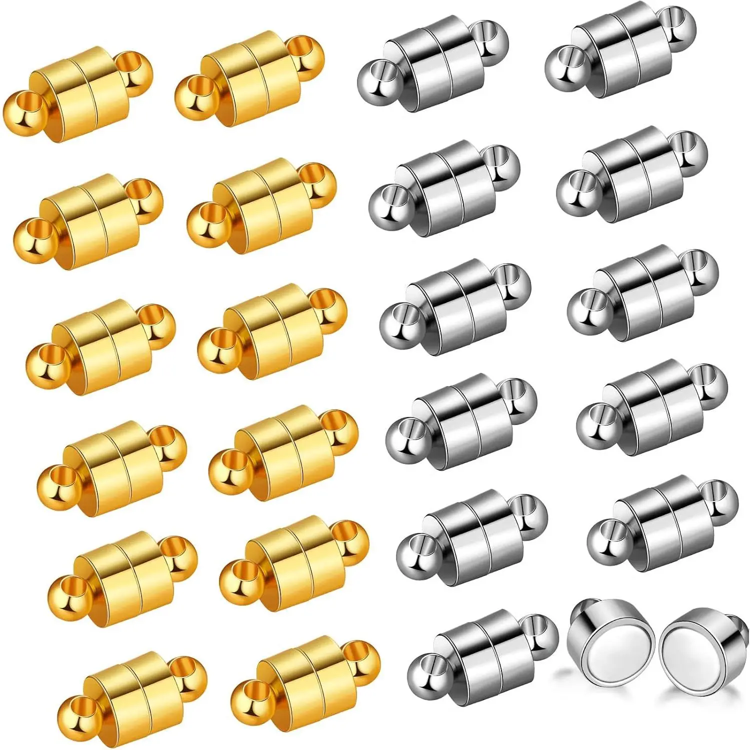 24 Pairs  Bracelet Clasps for Necklace, Converter,  and White |  snap lock, extender for  making, fits lobster claw clasp, secure locking, 24 pairs  color