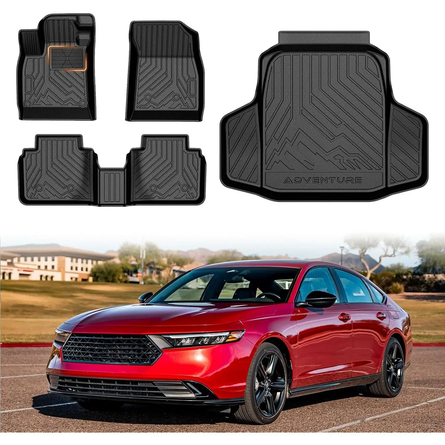 Mixsuper Accord Floor mats-Floor Mat & Cargo Liner for Honda Accord 2023-2026 Gasoline & Hybrid,All Weather TPE Rubber Floor Liners Protection for Accord Accessories,Full Set Anti-Slip Car Mats,Black