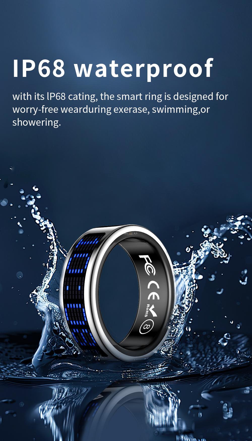 Stylish Smart Ring for Men And Women with Digital Display-Health Ring, Built-In Caller ID Function, Sleep, Exercise, Menstrual Cycle Recording, IP68 Fitness Ring, Fitness Tracker Ring, with Magnetic Charging Base Long Battery Life