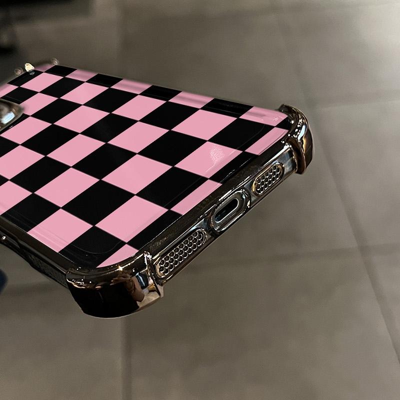 Checker board Pattern Four-corner drop-proof TPU phone case for iPhone 16 15 14 Pro Max 13 12 11 XR XS Plus shockproof full camera protection durable slim silicone case mobile phone case