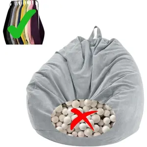 Animal Bean Bag Cover – Large Corduroy for & Toy, No Filling Included, Zipper Closure, Machine Washable (Light Gray, L)
