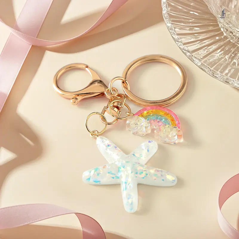Colorful Starfish Keychain for Girls, Dopamine Ocean Cute Bag Charm Pendant, Creative Multicolor Marine Animal Backpack Accessory, Lightweight Trendy Ornament for Students Daily School Travel