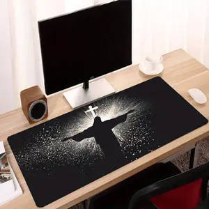 Jesus and Cross Gaming Mouse Pad Anti-Slip Rubber Base Wireless Mouse Pads for Desk, Computers, Laptop, Office Desk