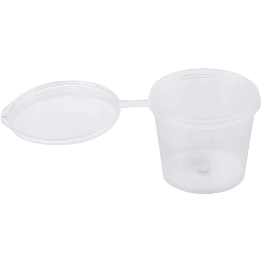 [1 oz. - 100 Sets] Disposable Plastic Portion Cups With , Stackable Airtight Dressing Container To Go, Jello Shot, Souffle, and Sauce Cups