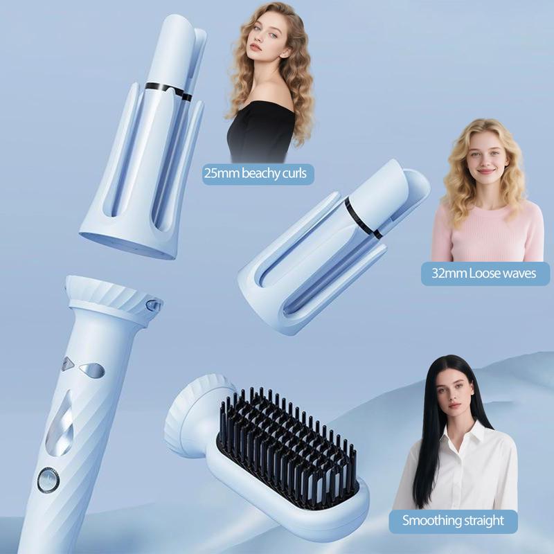 3-In-1 Curling Volumizing Straightening Hair Curler Set with Ionic Spray, Reduces Static Frizz, Locks in Moisture, Easy to Use, Automatic Shut off After 60 Minutes