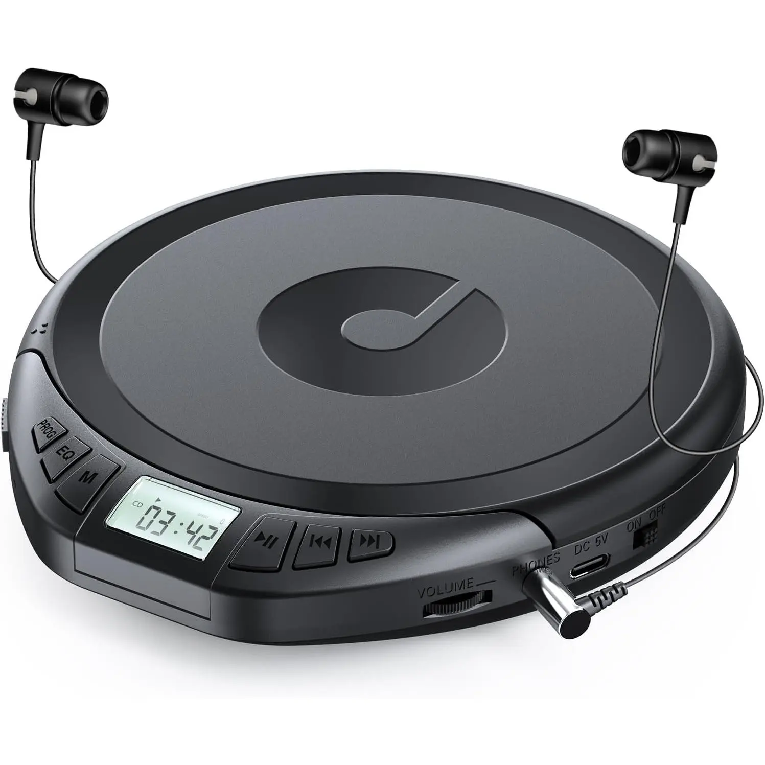 Portable CD Player with Earphones CD Player for  | CD Dsicman with Anti-Skip Shockproof with LCD Display Support PROG Memory Repeat Function