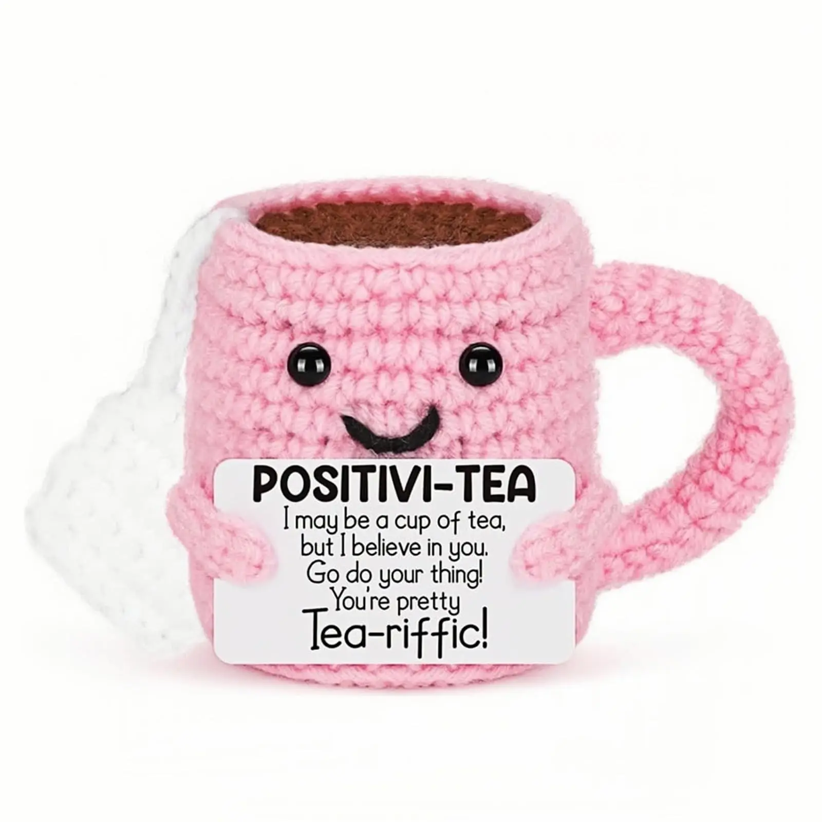 1pc A Cute Handmade Crocheted Teacup Gift, A Pink Crocheted Teacup Desktop Ornament Full Of Positive Energy, A Fun And Unique Sentimental Little Gift for Tea Lovers, To Express Gratitude To Friends, Colleagues, And Family.
