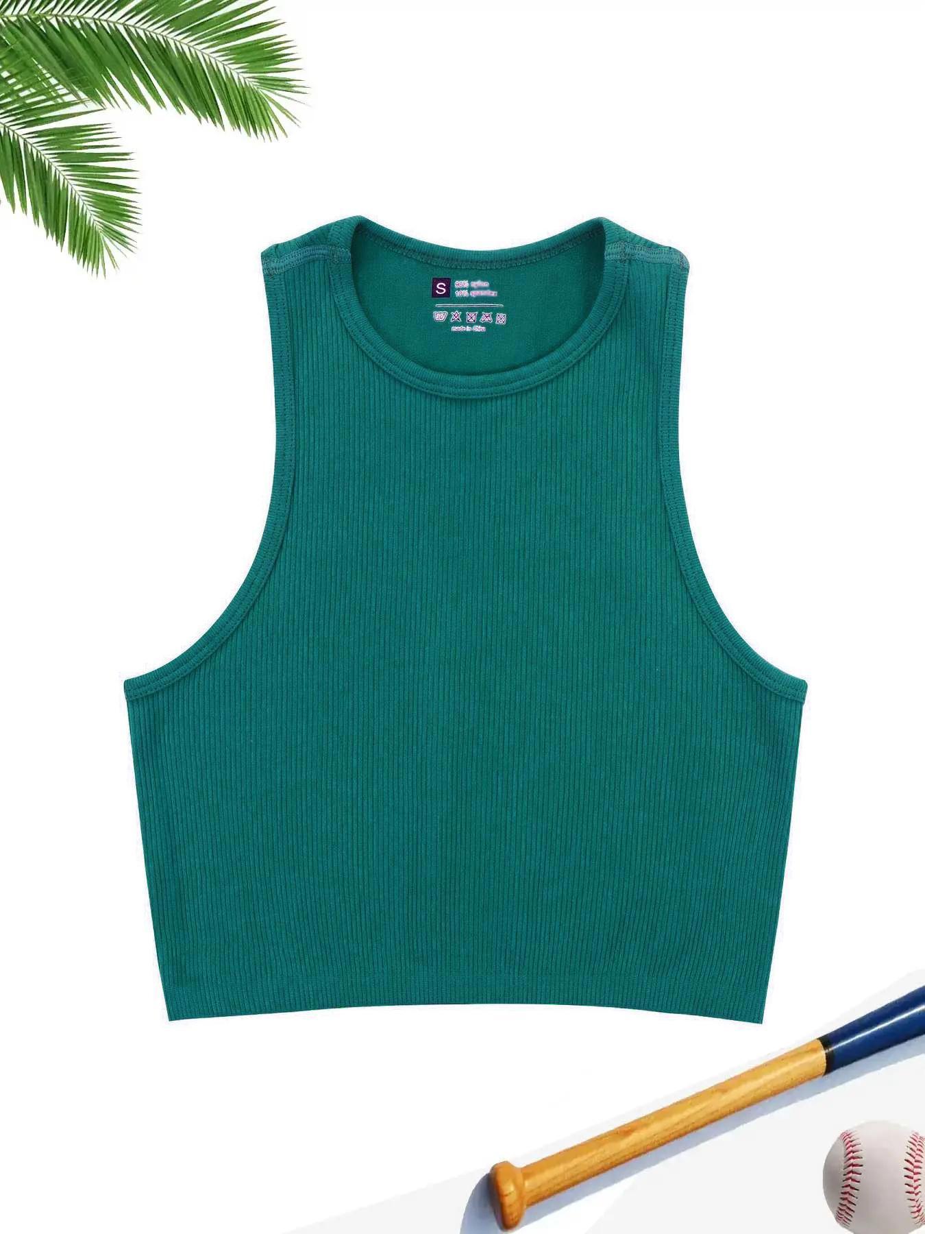 Women's Sleeveless Backless Vest, V-Neck Tie Front Design, Slim Fit, Cropped, Street Style, Athletic Gym Wear, Casual Daily, Indoor Outdoor, Womenswear