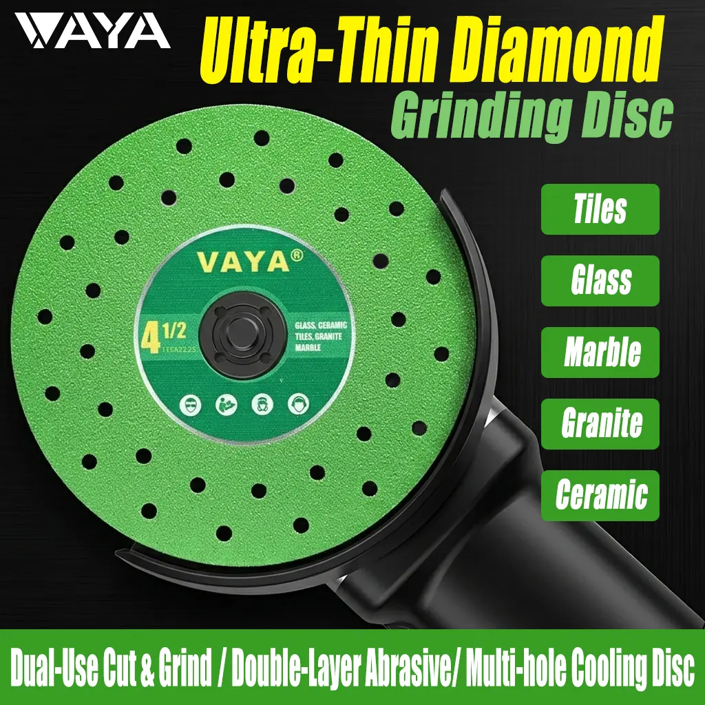 VAYA 115mm 4.5" Diamond Grinding & Cutting blades Disc | Slim Multi-Pore Wheel for Tile, Stone & Glass Projects  angle grinder tool